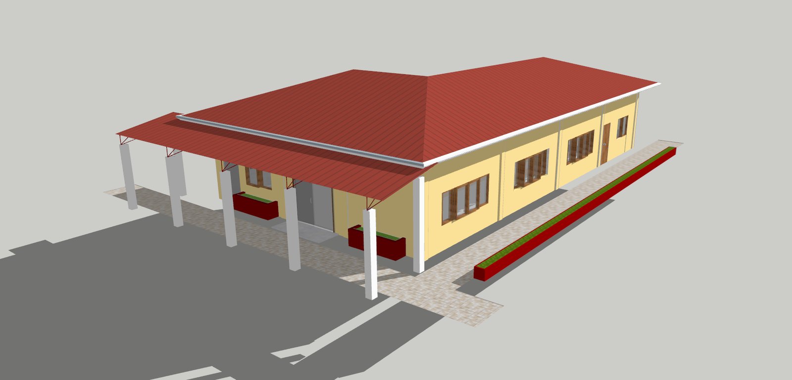 SketchUp 3D model of the audio-visual hall exterior