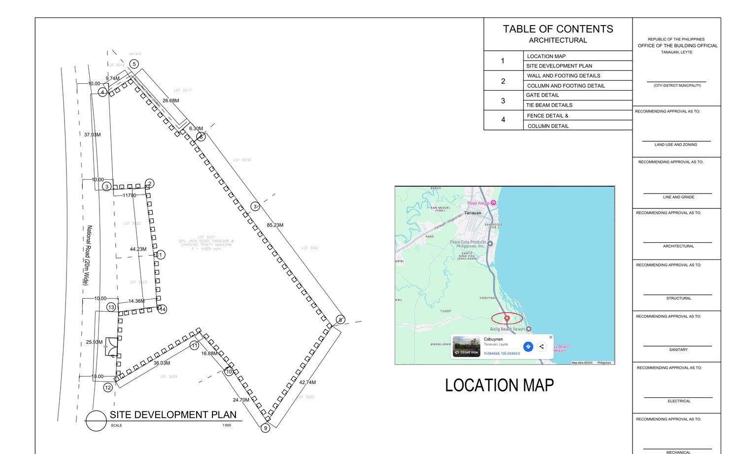 Site development plan and location map for the perimeter fence project